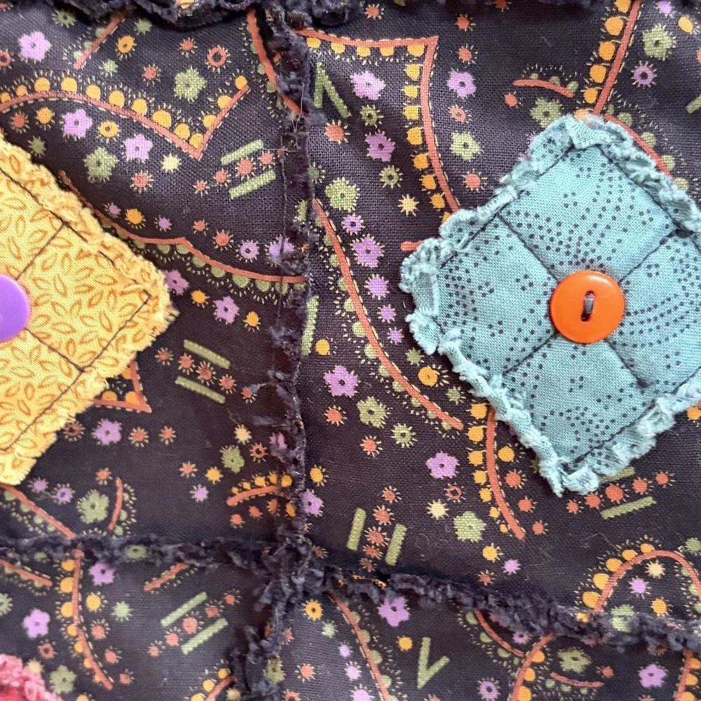 Handmade Quilted Patchwork Multicolor Square Tote Shoulder Boho Bag